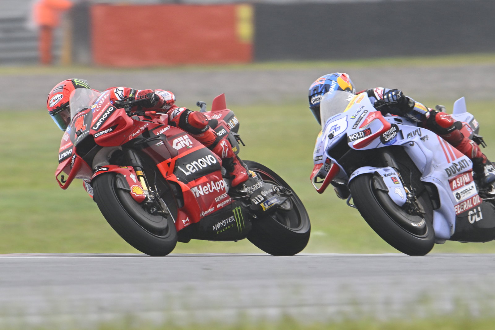 Francesco Bagnaia leads Alex Marquez, 2023 MotoGP Argentinian Grand Prix. - Gold and Goose