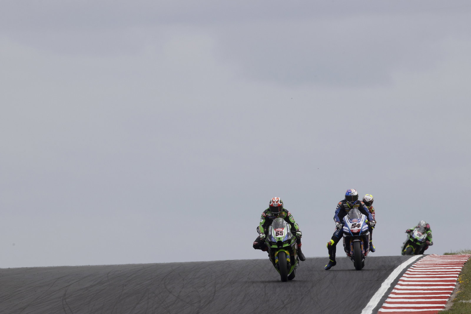 Jonathan Rea leads WorldSBK Superpole Race, 2023 UK WorldSBK. - Gold and Goose