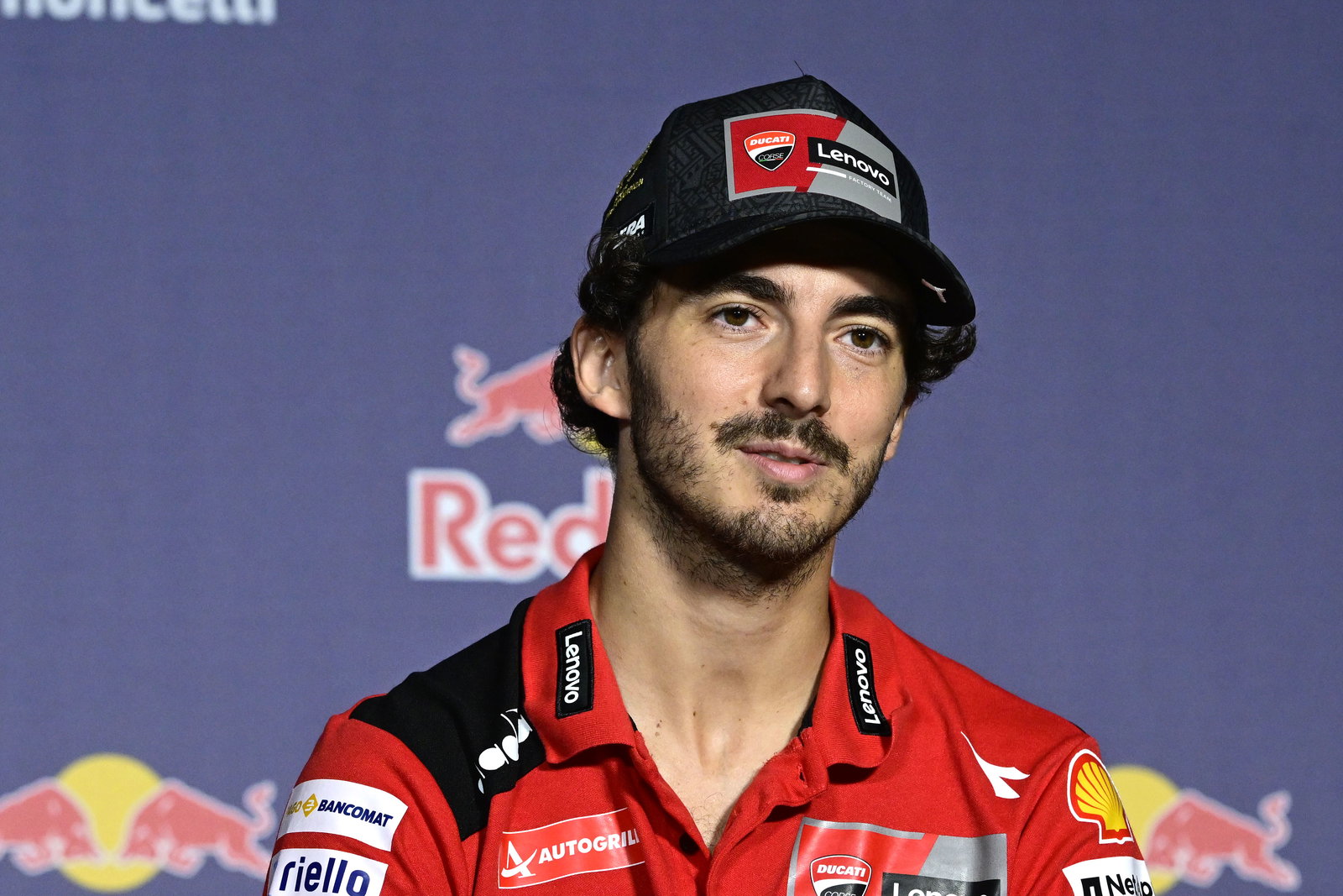 Francesco Bagnaia, 2023 MotoGP San Marino Grand Prix press conference. - Gold and Goose