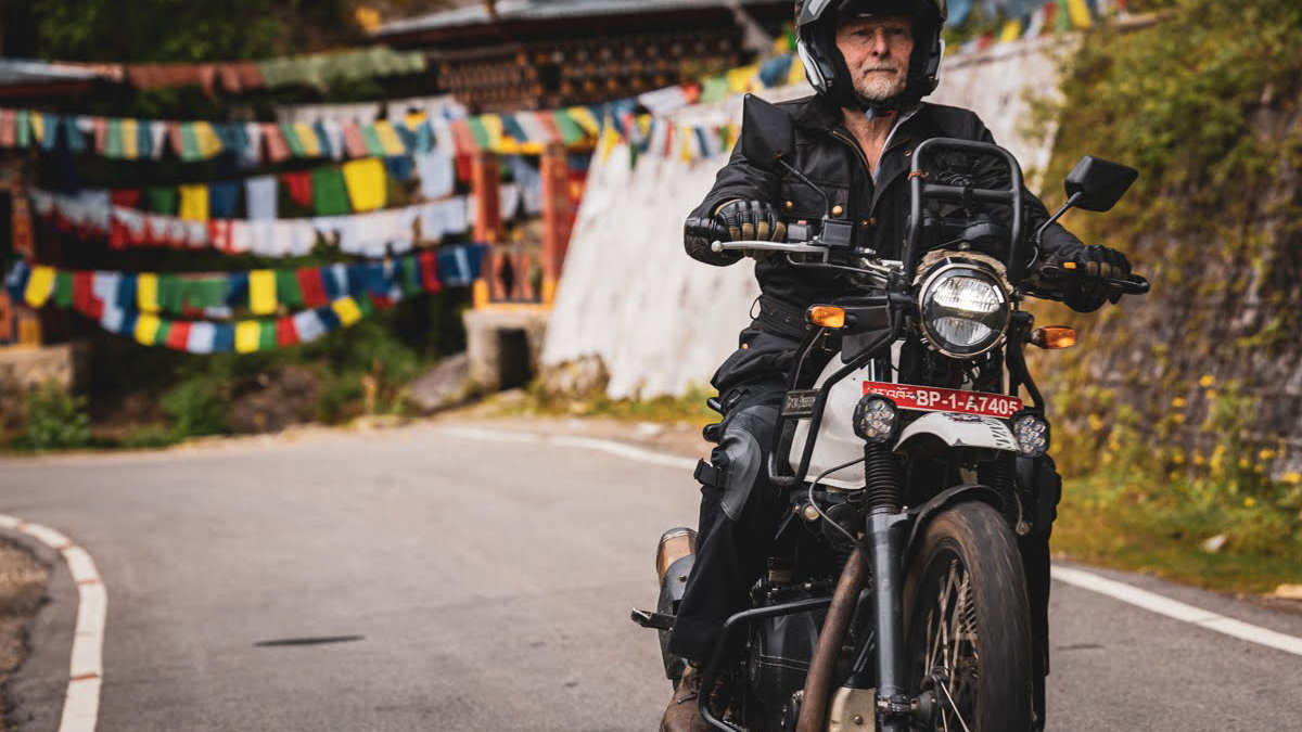 A Royal Enfield Himalayan in Bhutan