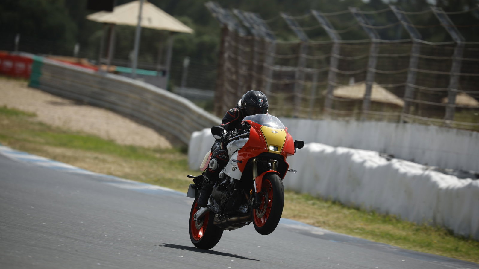 Pulling a wheelie on the XSR900 GP