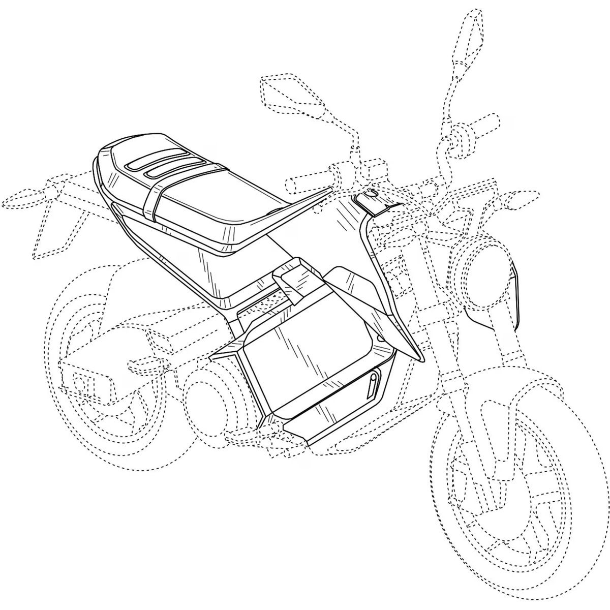 A patent filing of an electric motorcycle