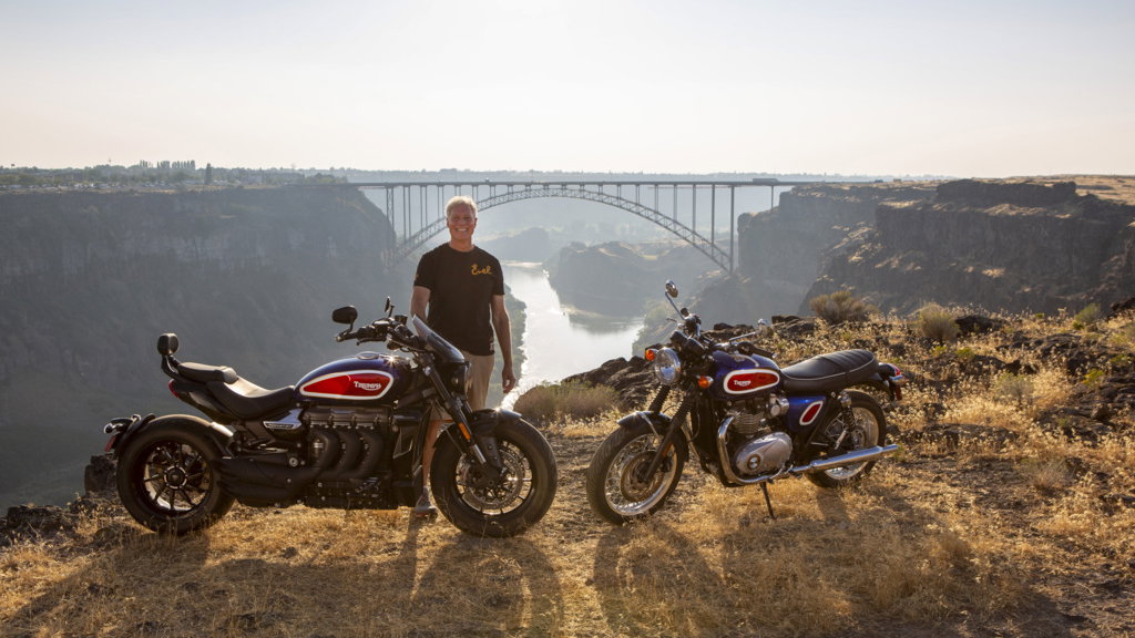 Two special edition Evil Knievel special edition Triumph motorcycle