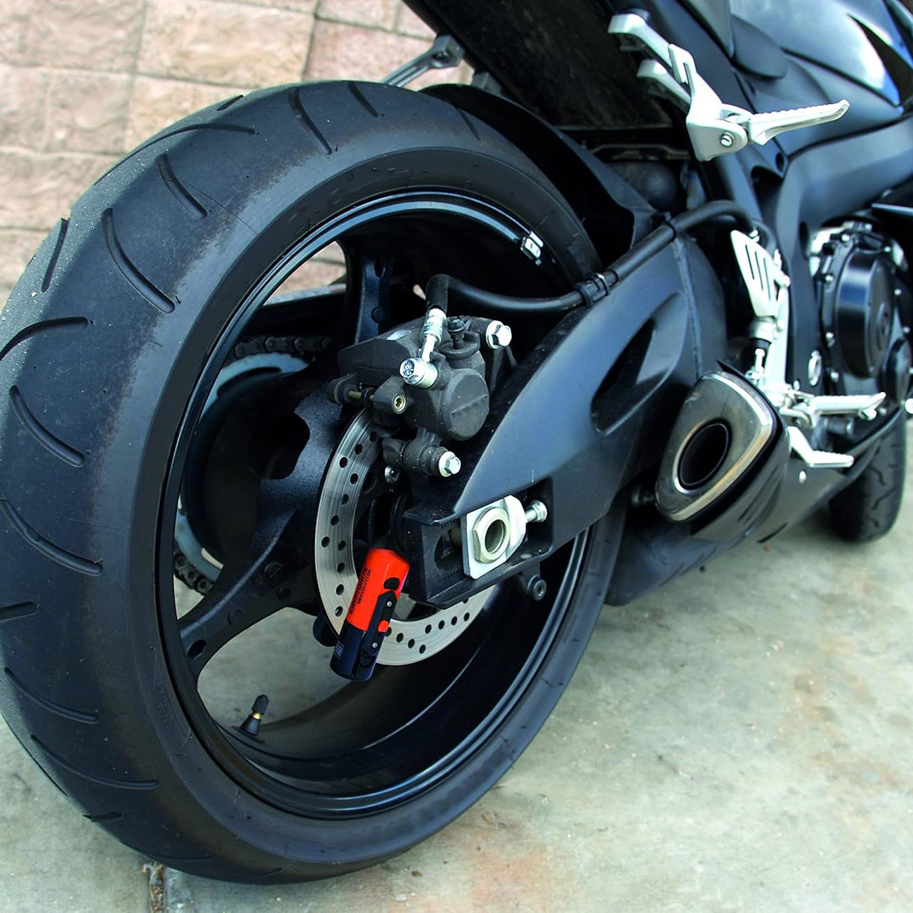 Kryptonite disc lock on motorbike 