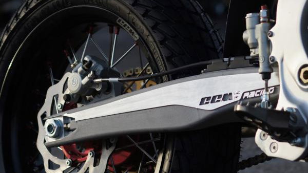 The swingarm of the CCM GP450