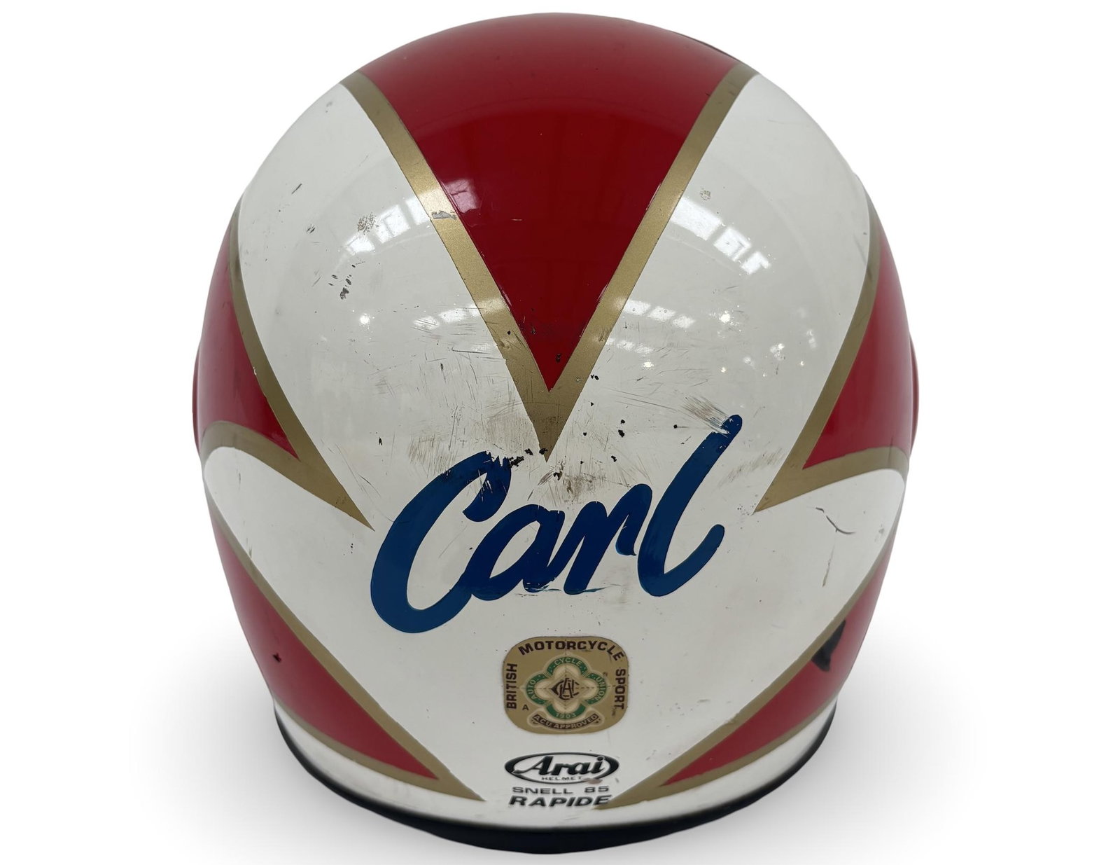 A helmet worn by Carl Fogarty
