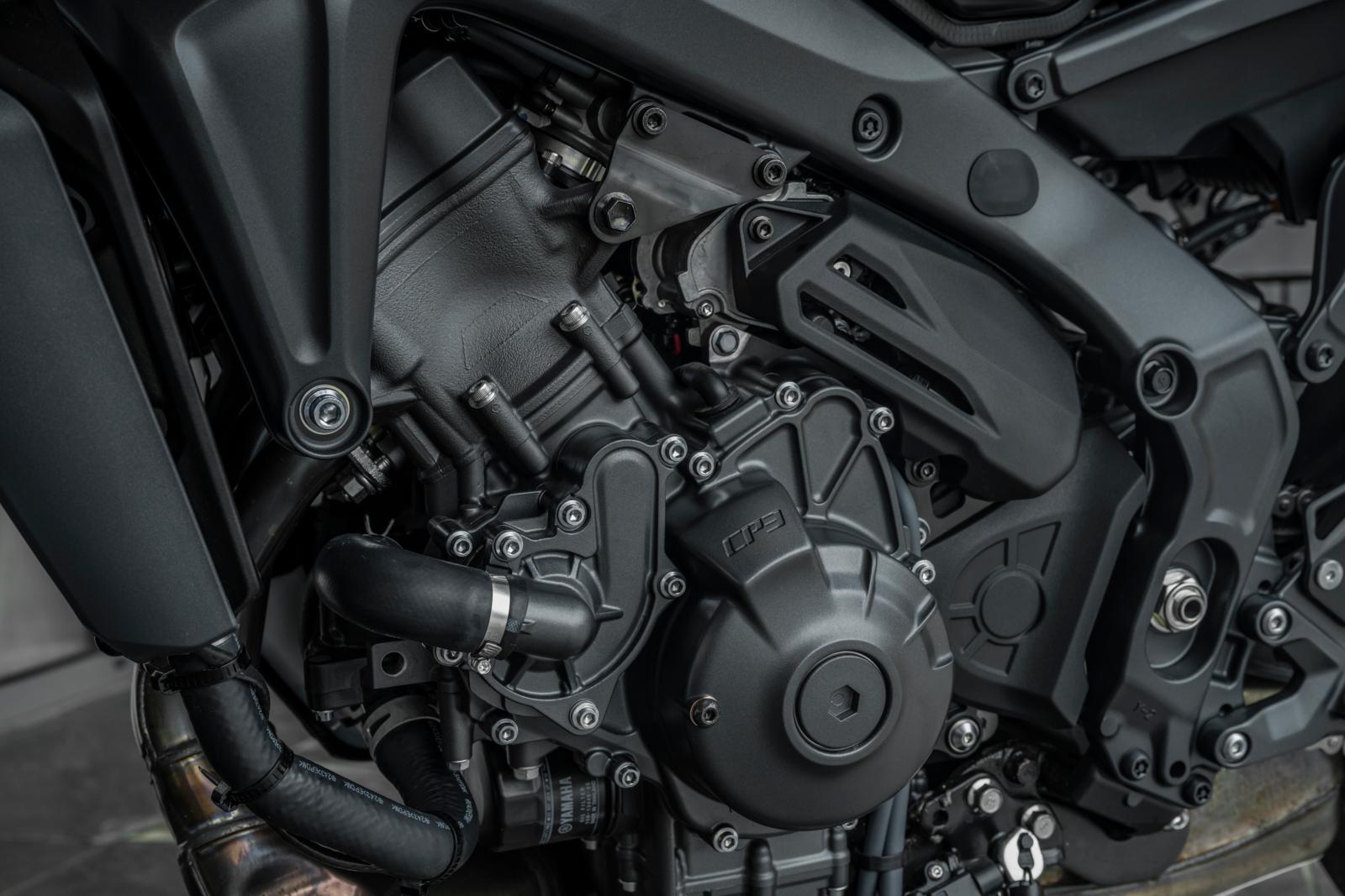 A Yamaha MT-09 CP3 engine fitted with the Y-AMT system