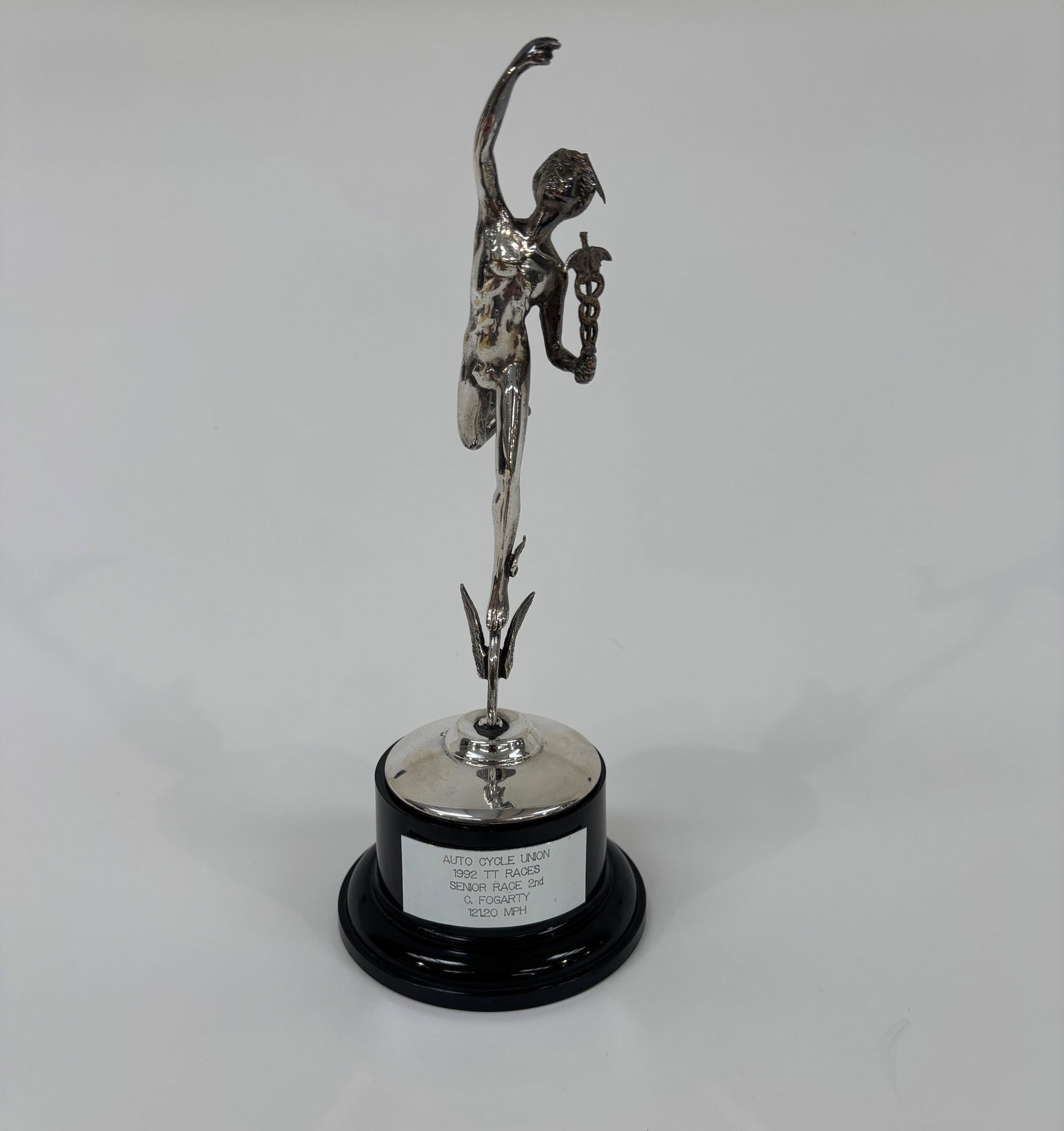 A Silver TT replica trophy awarded to Carl Fogarty