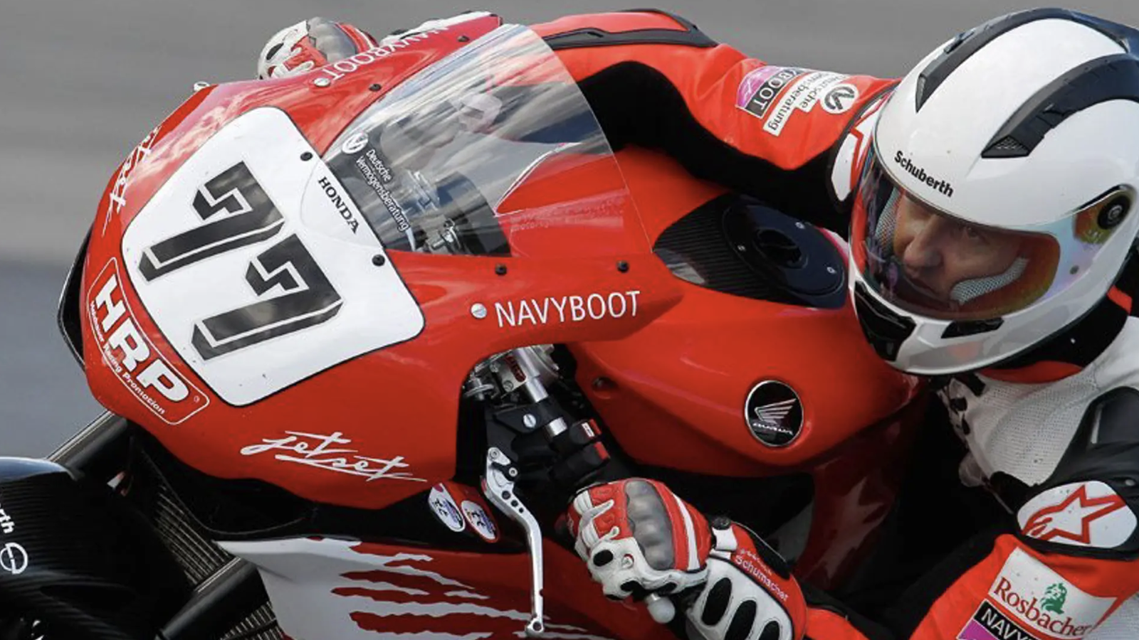 Michael Schumacher riding a Honda Fireblade