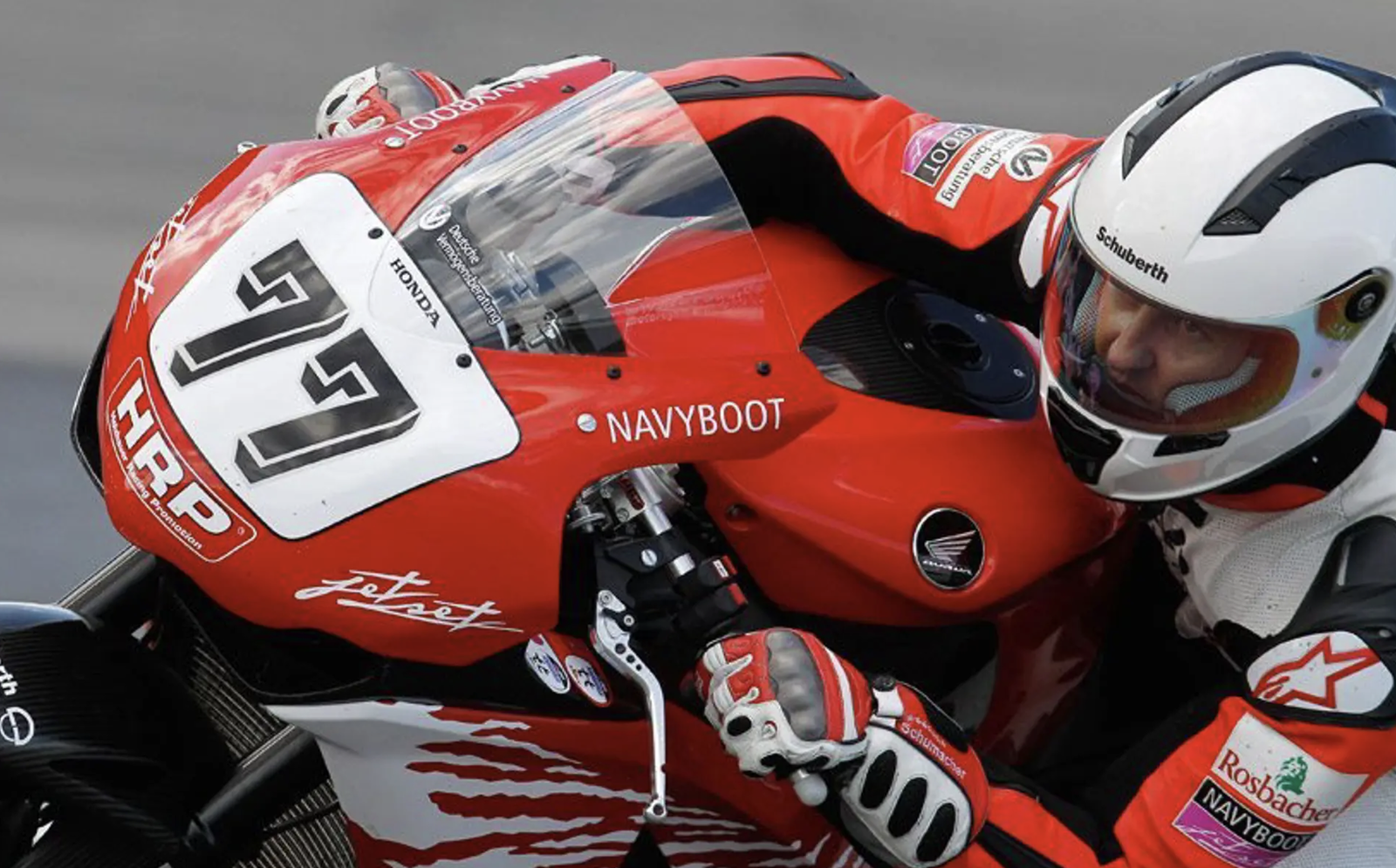 Michael Schumacher riding a Honda Fireblade