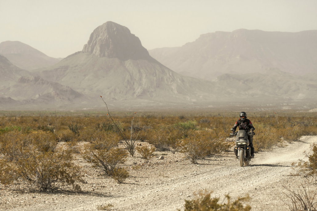 Harley-Davidson Pan America 1250 riding in West Texas (image via Backcountry Discovery Routes)