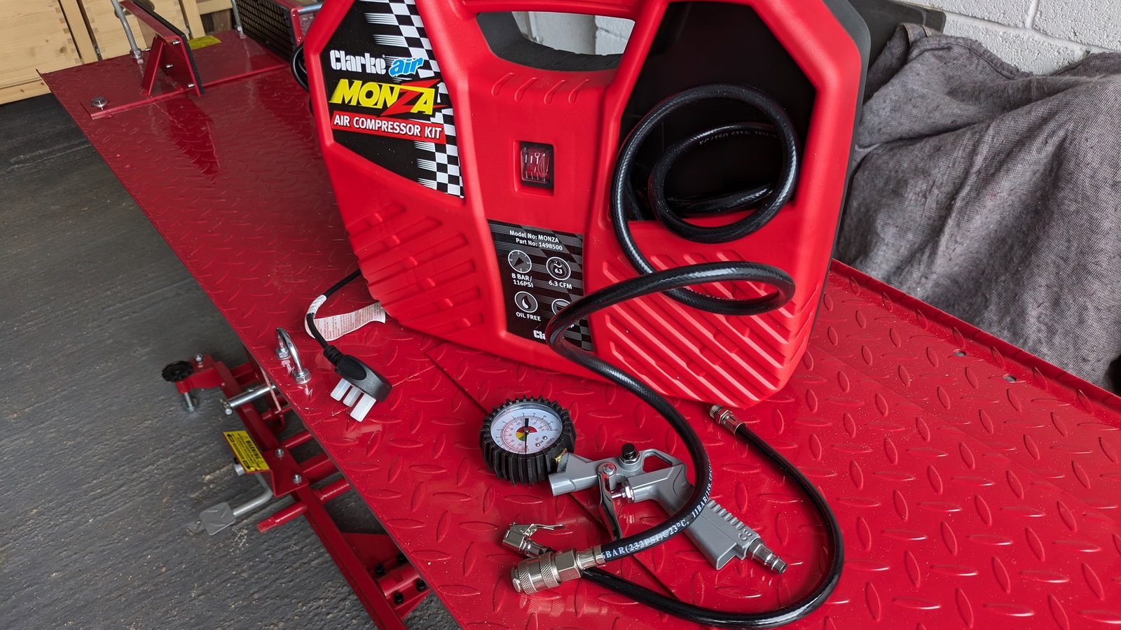 The Clarke Monza portable air compressor
