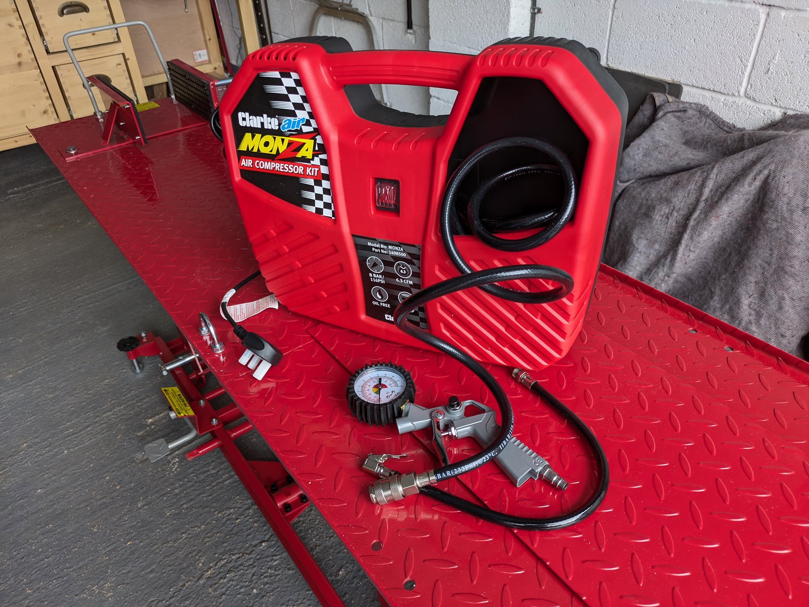 The Clarke Monza portable air compressor