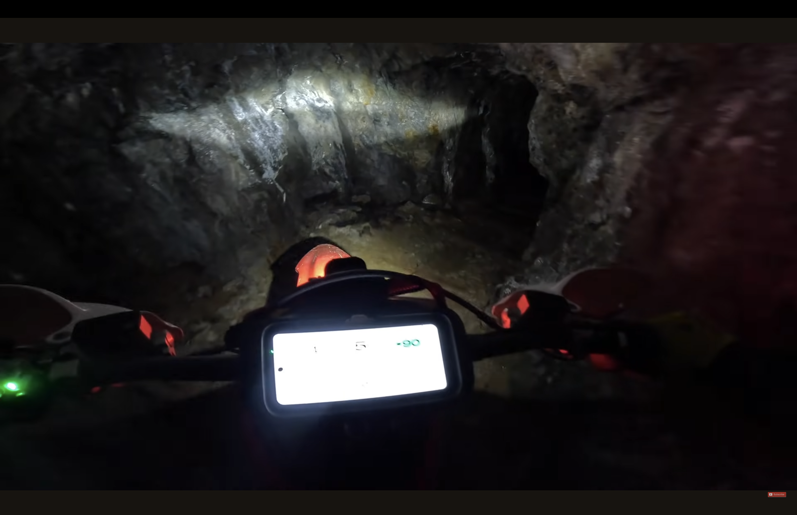 Riding a motorbike in an abandoned mine