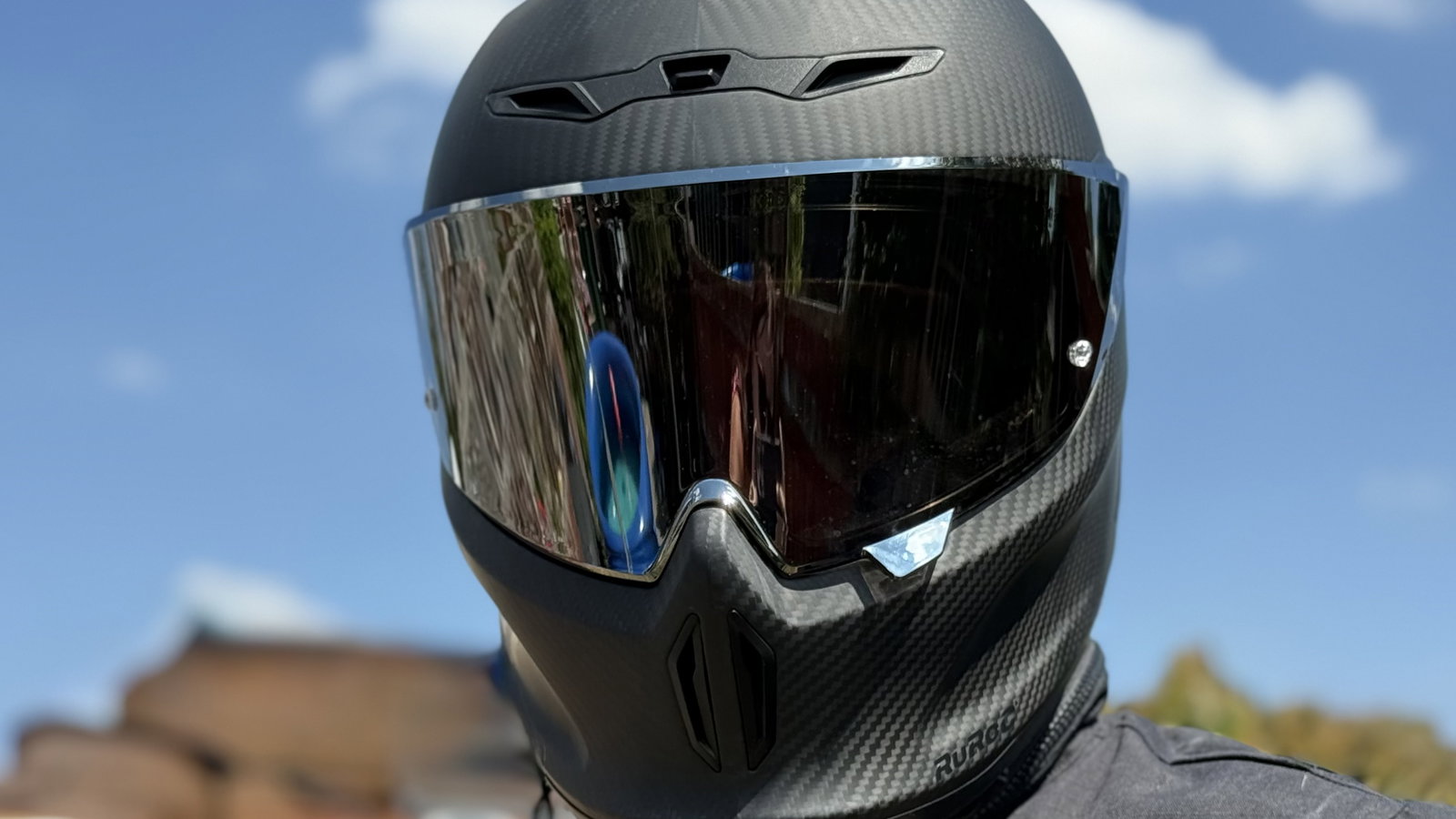 The Ruroc Eox Raw Carbon Motorcycle Helmet