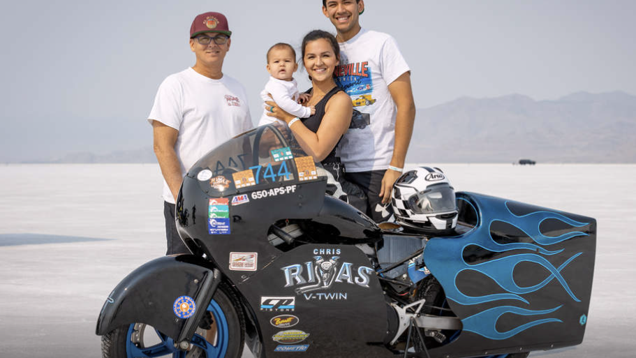 Chris Rivas with his family at FIM-sanctioned BMST. Image Credit; Jean Turner