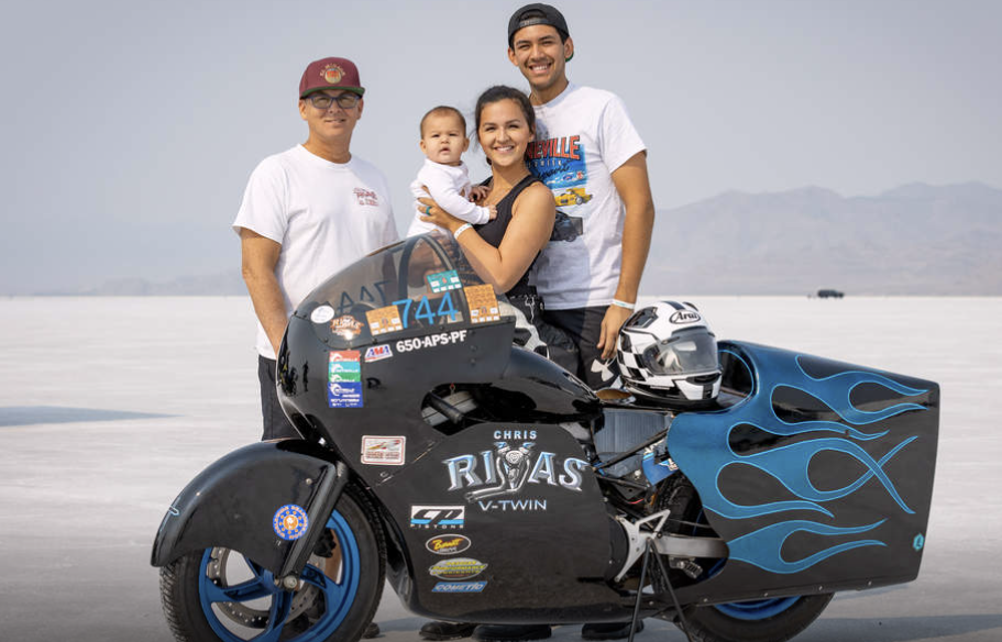 Chris Rivas with his family at FIM-sanctioned BMST. Image Credit; Jean Turner
