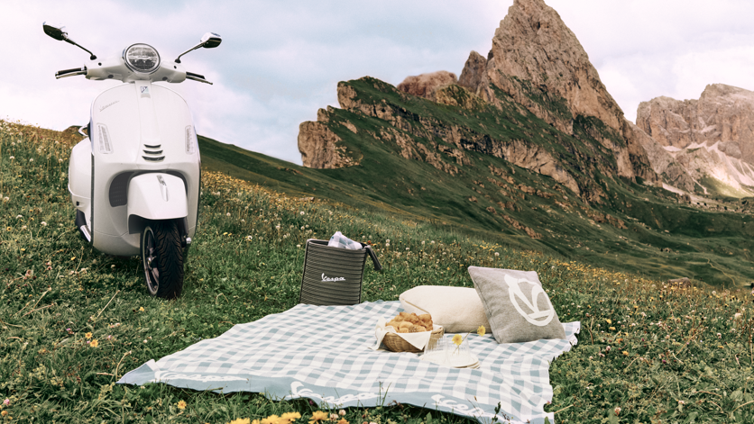 Vespa GTS SuperTech 310 set up next to a picnic. Credit - Andy Massaccesi