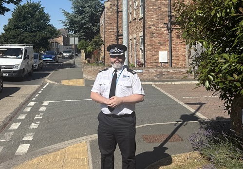 Supt Mick Roffe, stood in front of the now fallen speed camera