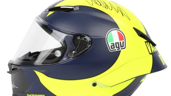 Valentino Rossi-signed AGV helmet from 2019. Photo credit - MotoGP Authentics