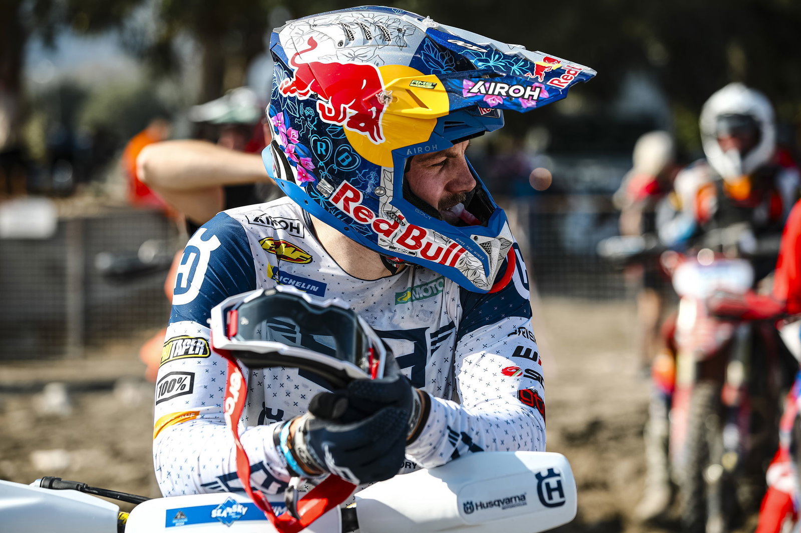 Billy Bolt gearing up to race. Credit - Husqvarna