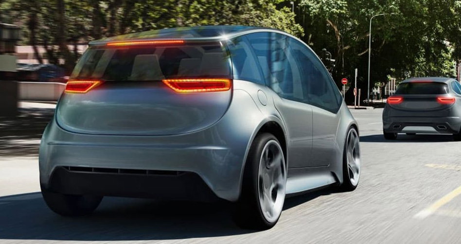 A CG image of a self driving car