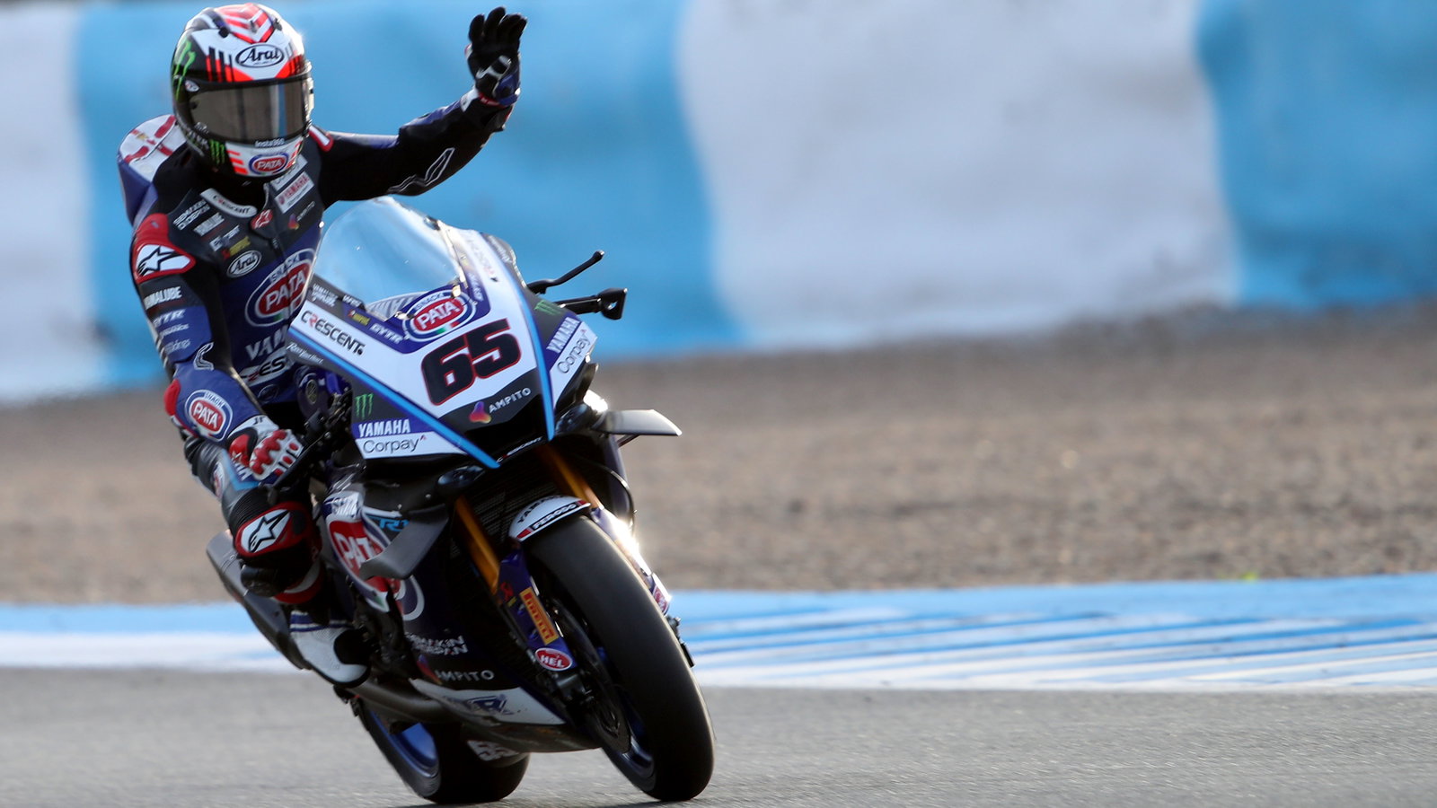 Jonathan Rea riding a Yamaha R1 in 2025. Photo credit - Gold and Goose