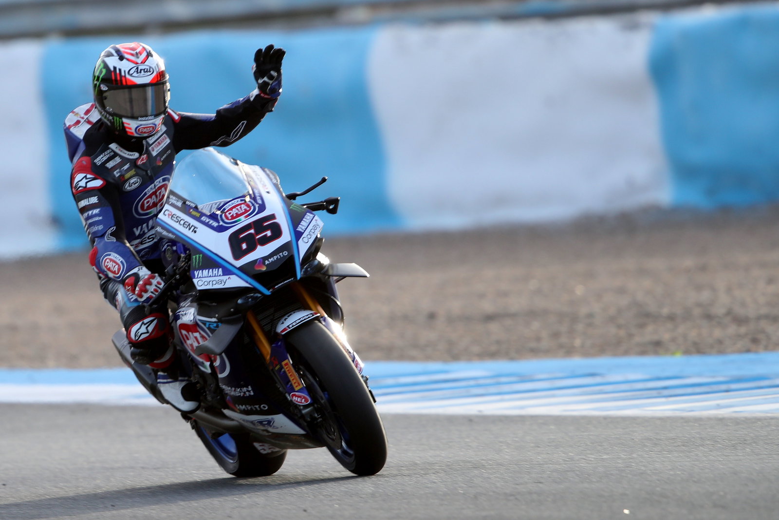 Jonathan Rea riding a Yamaha R1 in 2025. Photo credit - Gold and Goose