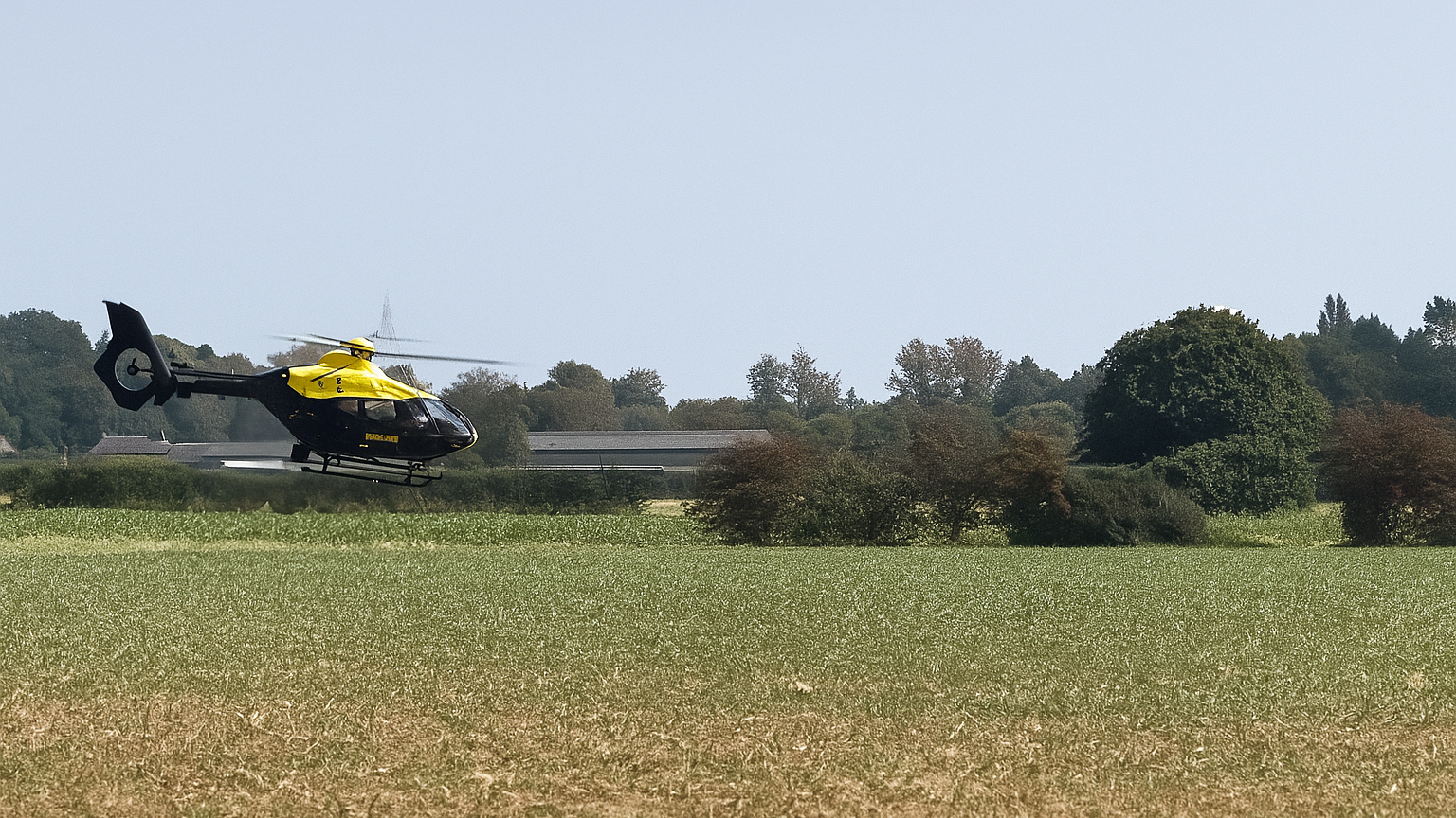 Police helicopter chasing biker