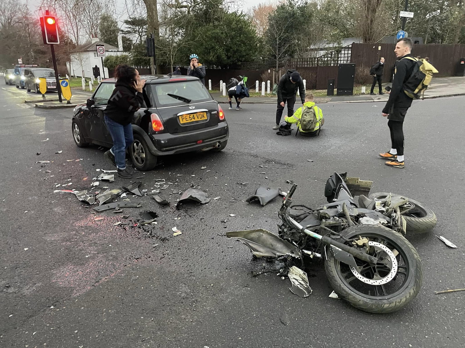 Motorcyclist collision with car