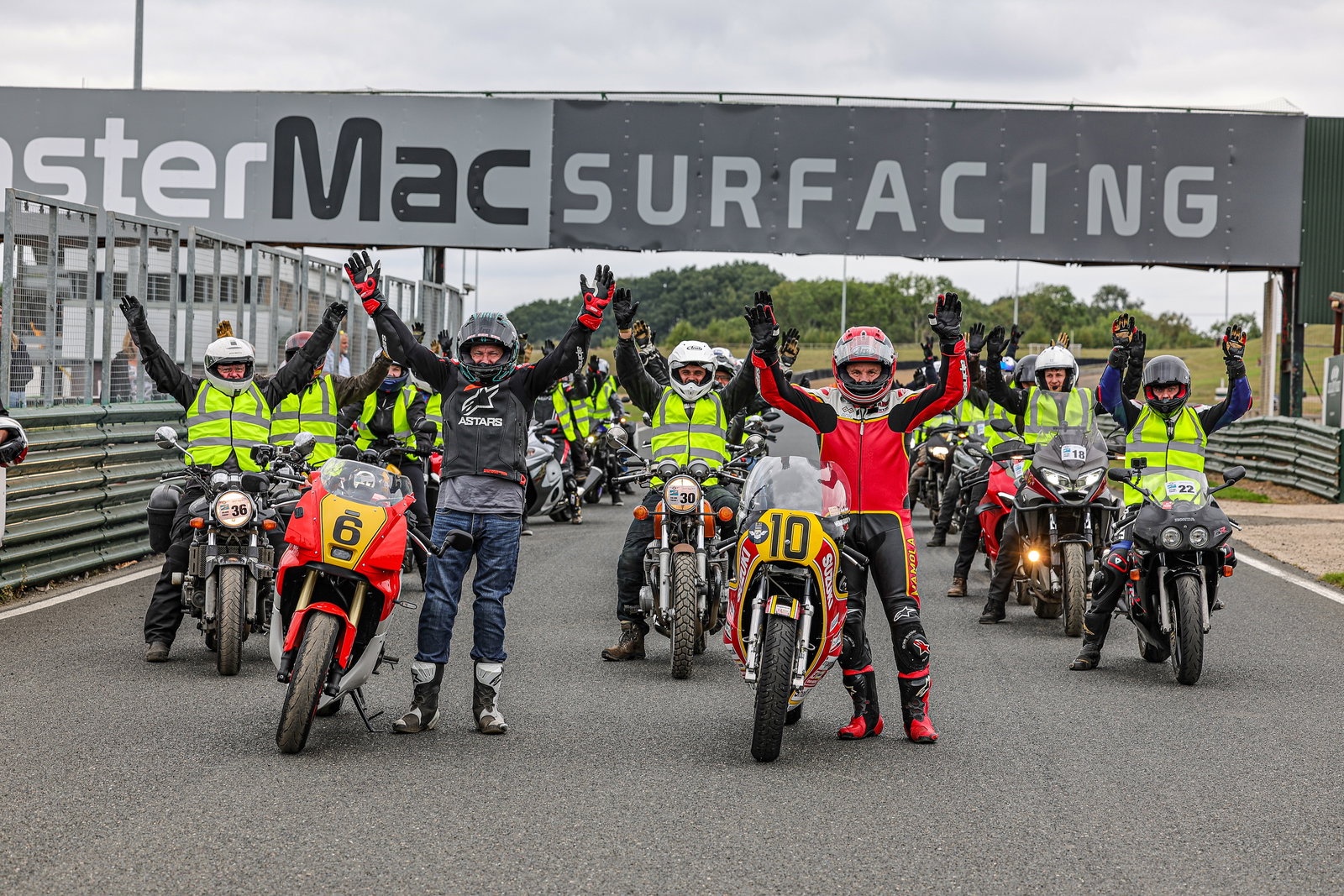 Randy Mamola with the riders who took part in the parade laps