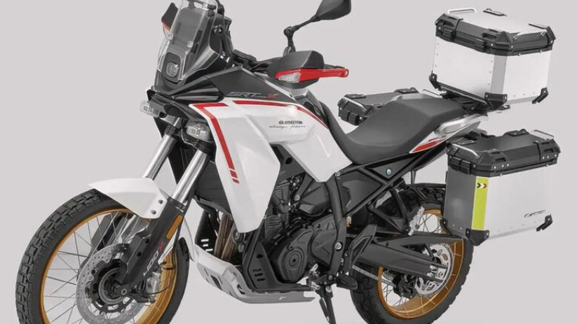 New QJMotor SRT400X with panniers. Credit - QJMotor