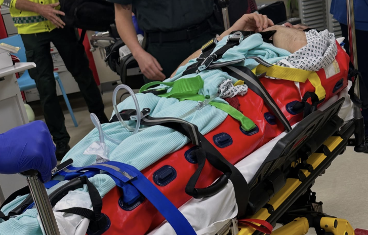 Michael Rutter at the hospital after his crash. Photo credit - John McAvoy