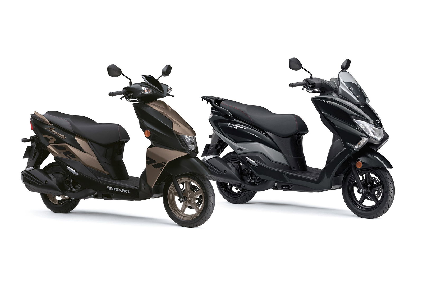 Suzuki Avenis and Burgman scooters together