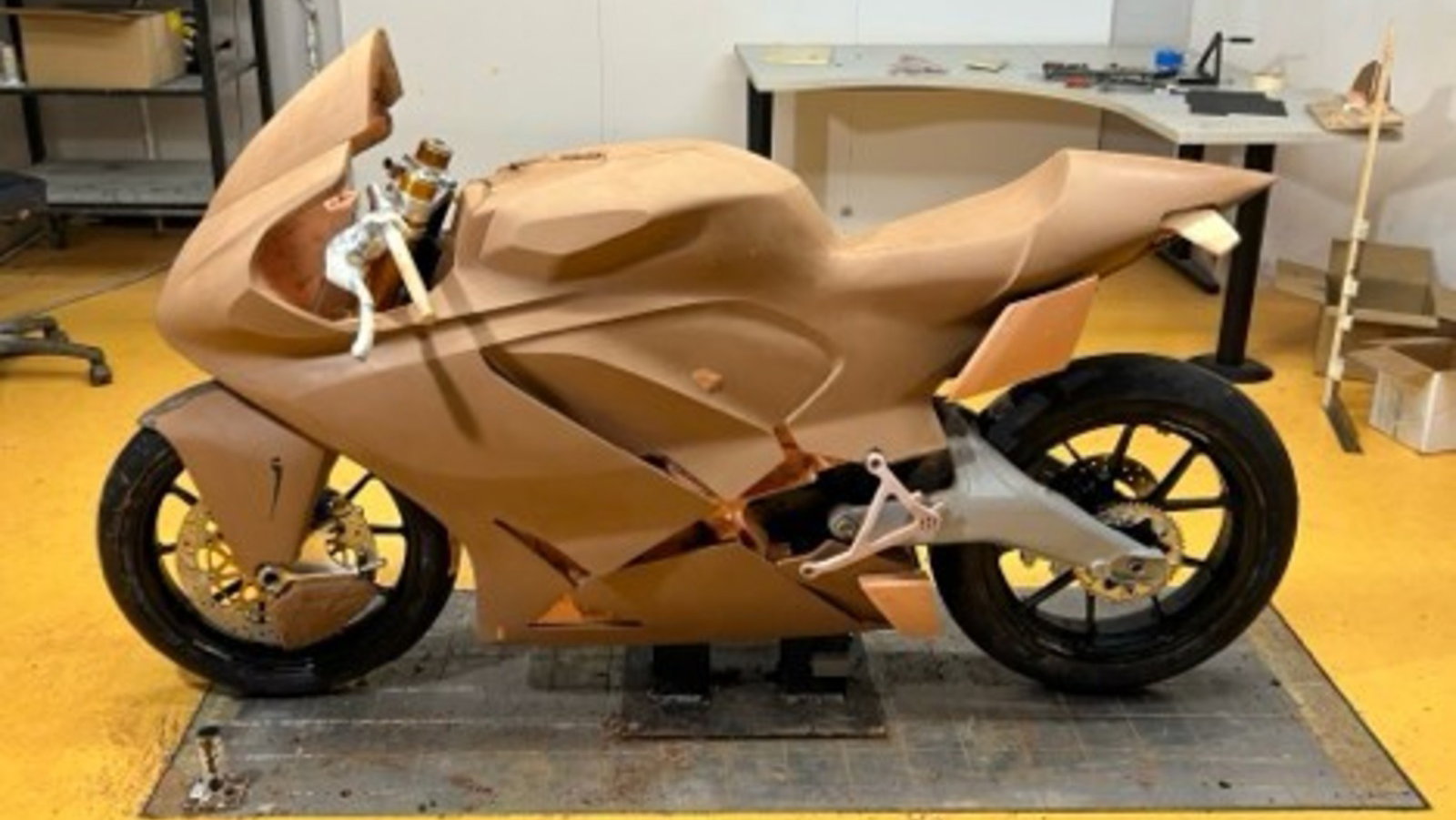 Damom Motorcycles Hypersport Race bike in clay form. Photo credit - Damon Motors