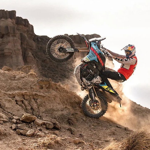 Pol Tarres riding a Yamaha Tenere 700. Photo credit - Rev'it