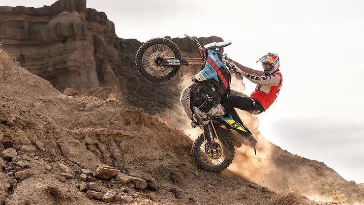 Pol Tarres riding a Yamaha Tenere 700. Photo credit - Rev'it