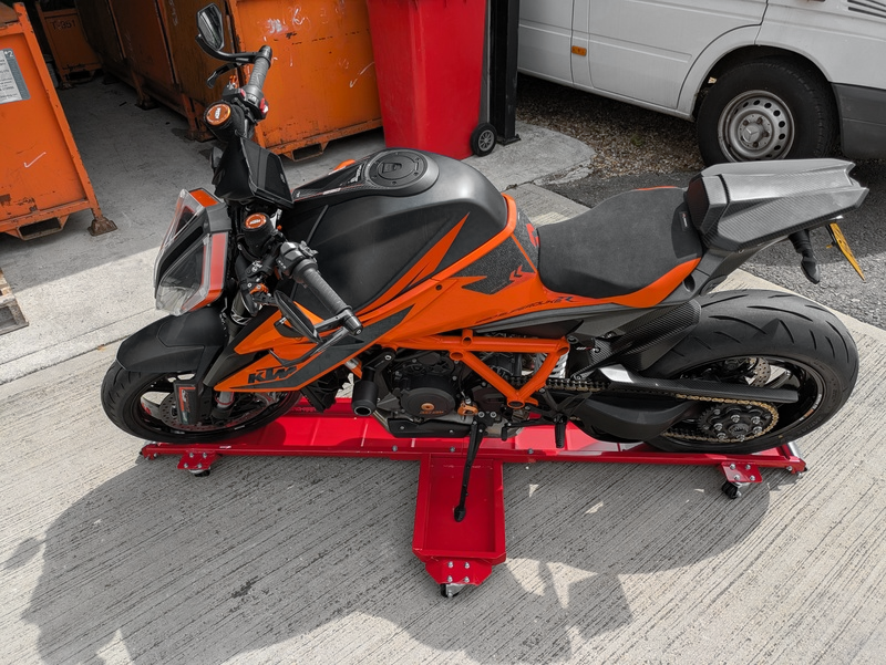 Moving the dolly with the bike on is a doddle thanks to the precision