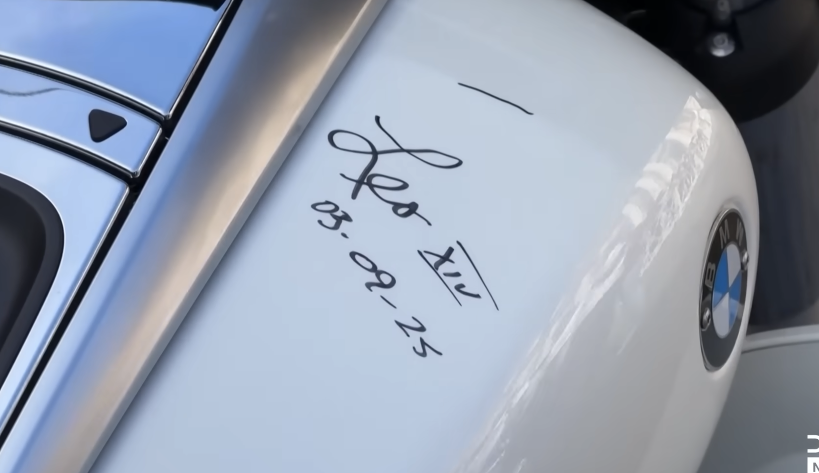 He signed the fuel tank of the bike and also blessed it