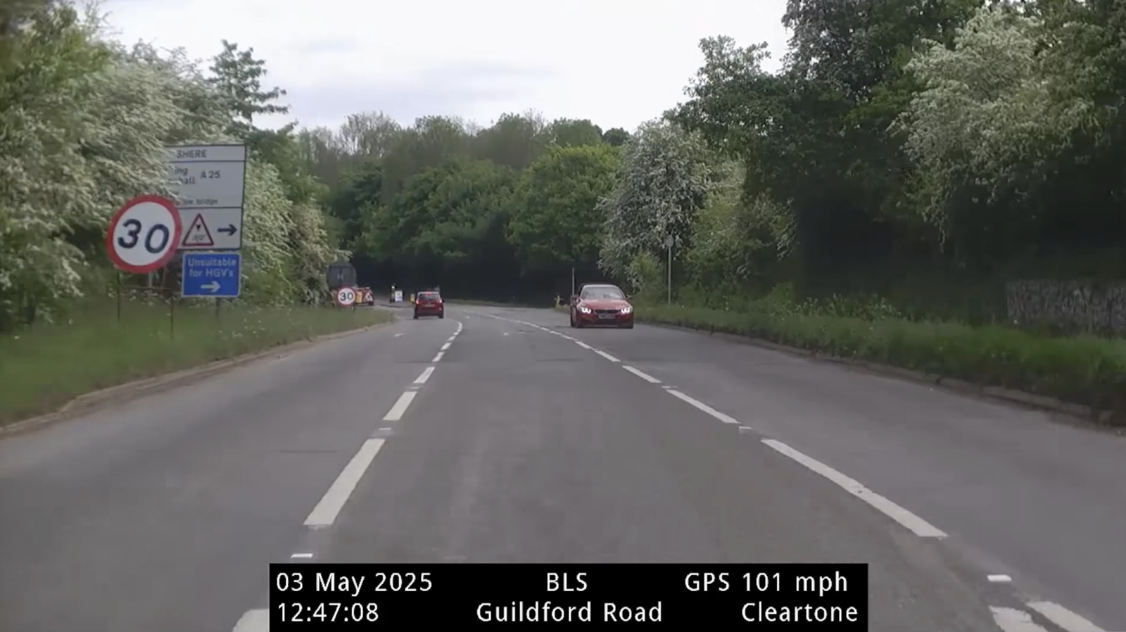 Entering a 30mph zone at 101mph