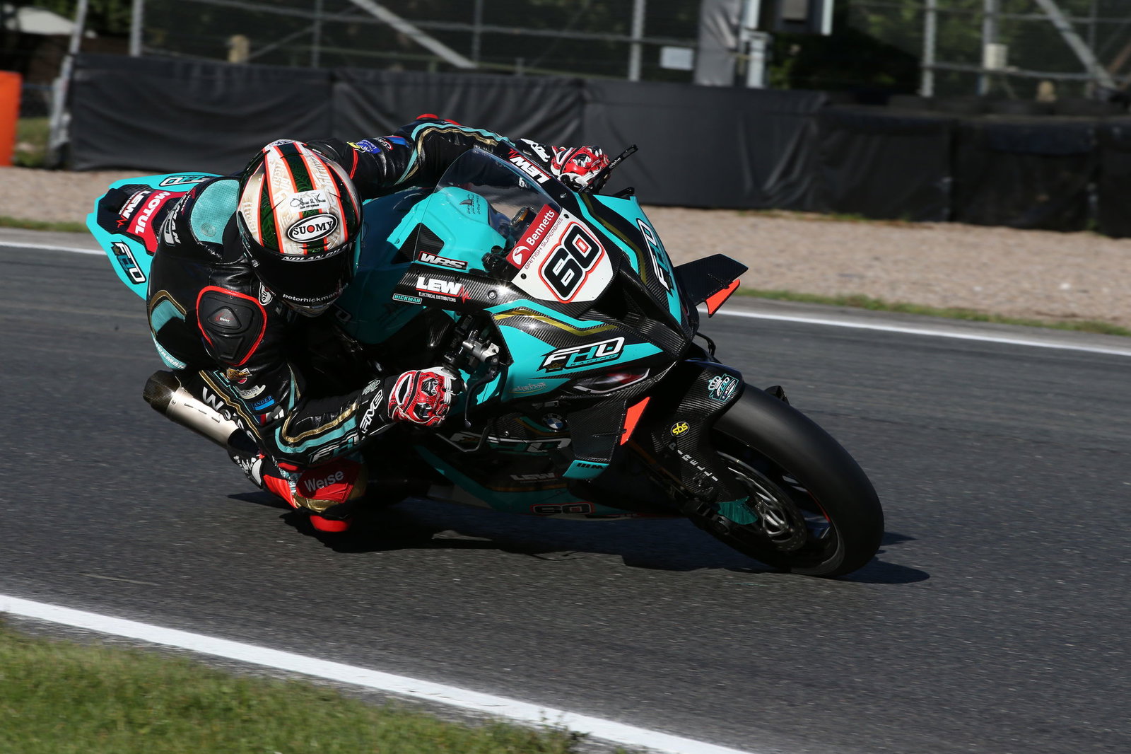 Peter Hickman racing his BMW M1000 RR bike in BSB