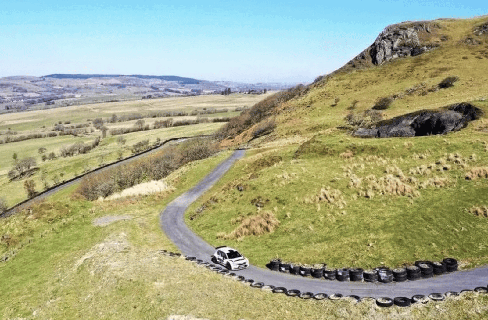 Race track on a farm is used for rallying in Wales
