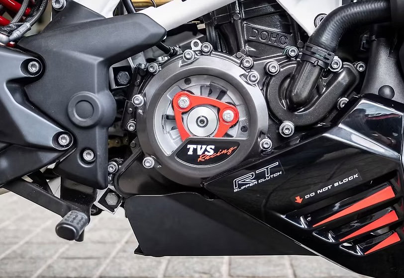 The clear clutch cover is standard 