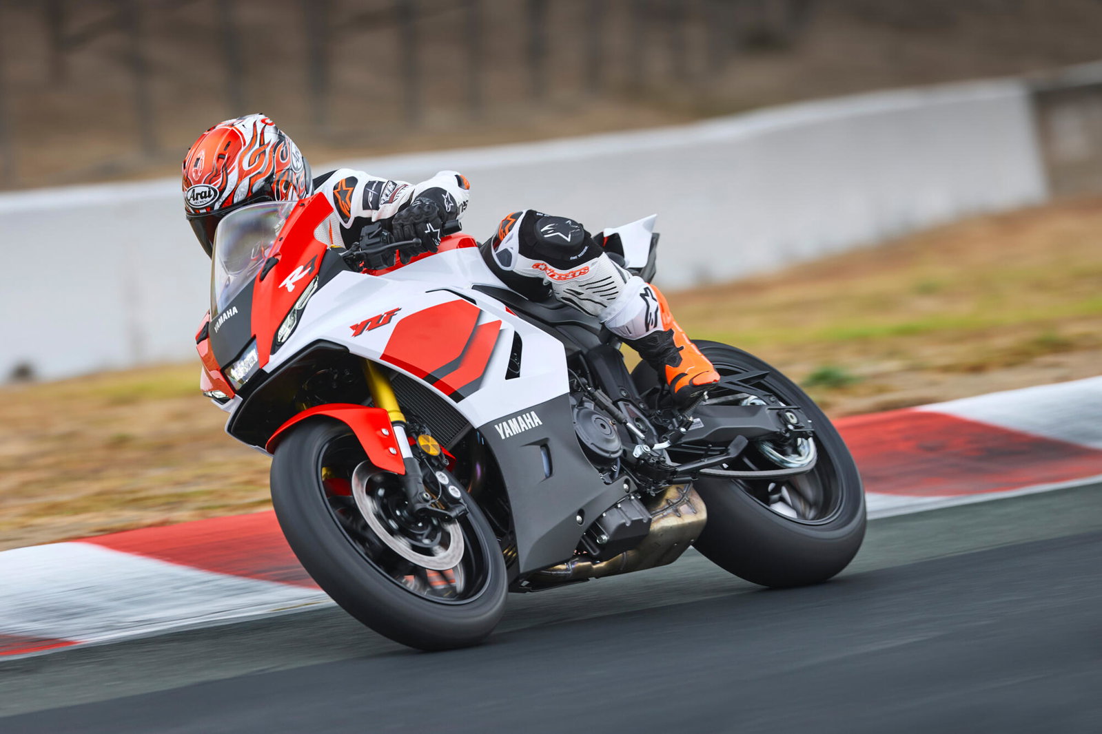 New Yamaha R7 riding in an anniversary livery