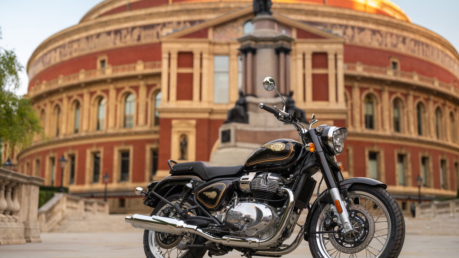 The Royal Enfield Bullet 650 outside Royal Albert Hall