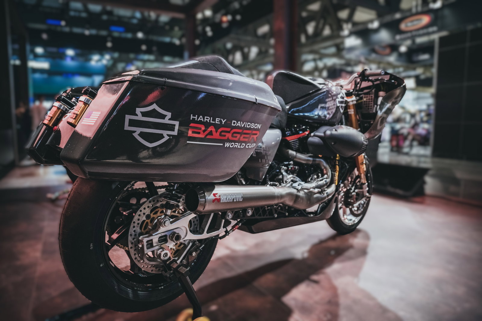Rear of the Harley Road Glide bagger prototype