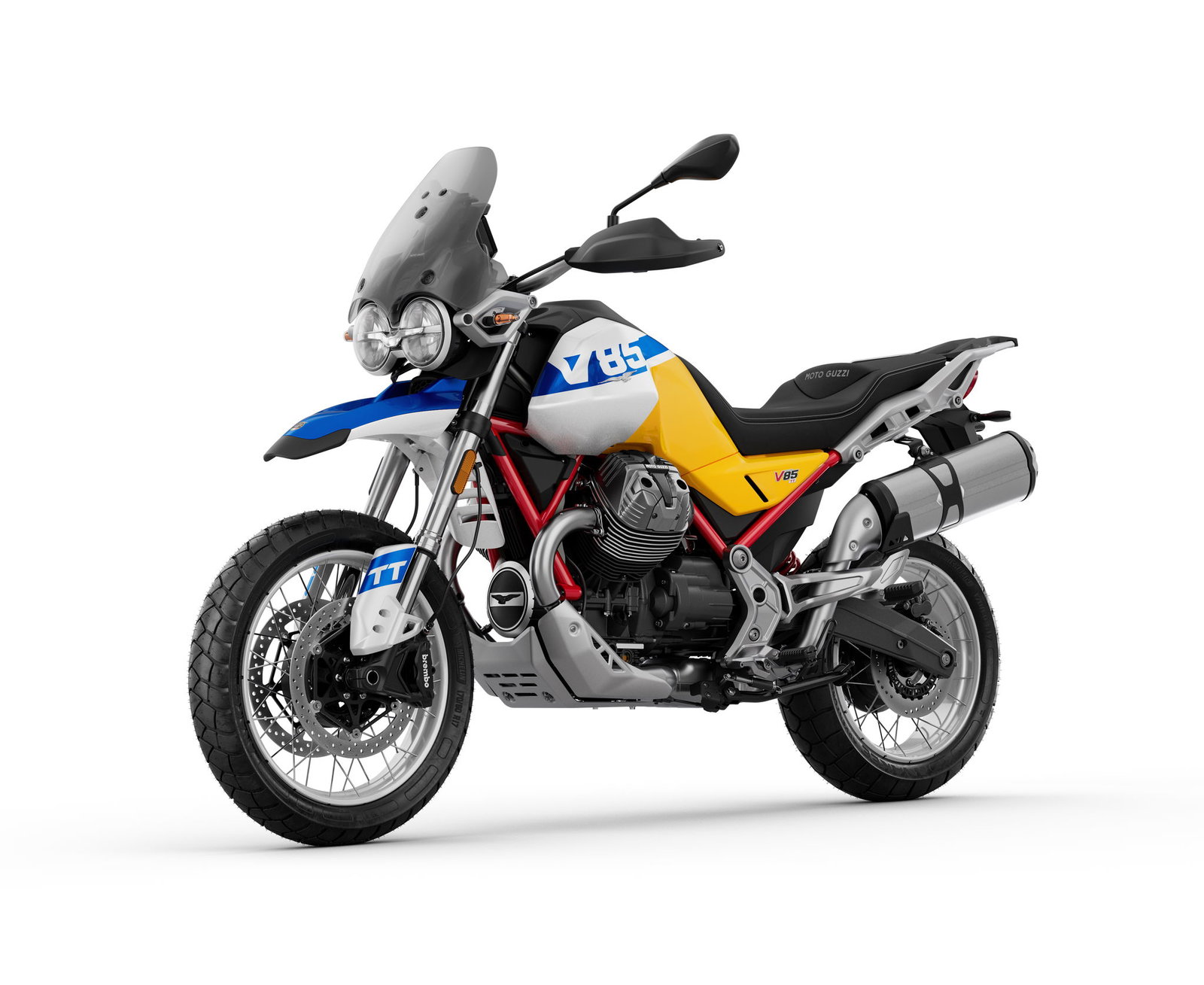 Moto Guzzi V85 bike wearing a new 2026 colourway