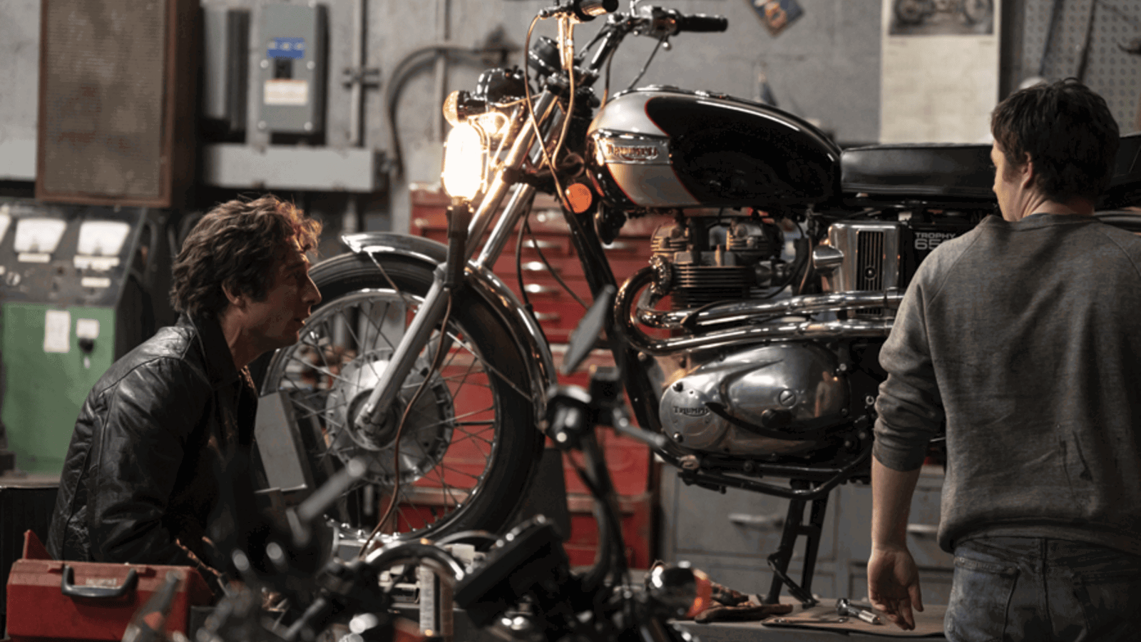 Triumph motorcycle in the new "Springsteen: Deliver Me From Nowhere" movie