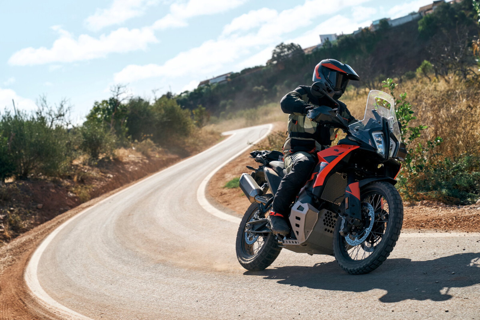 KTM 790 Adventure bike riding on the road