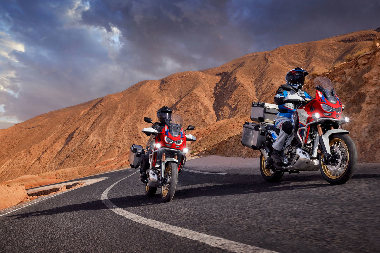Honda CRF1100L Africa Twin motorcycles on the road